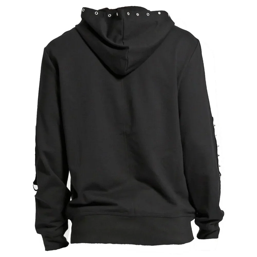 New Gothic Military Band Black Punk Rock Jacket for Men Vintage Hooded Jacket - Picture 9 of 9